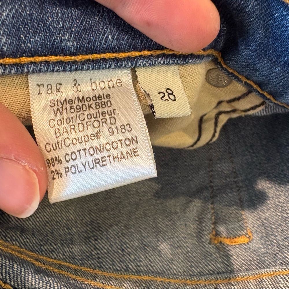 Rag & Bone the Dre Striaght Leg Cuffed Blue Denim Jeans Wmn’s Sz 28 - Picture 8 of 13